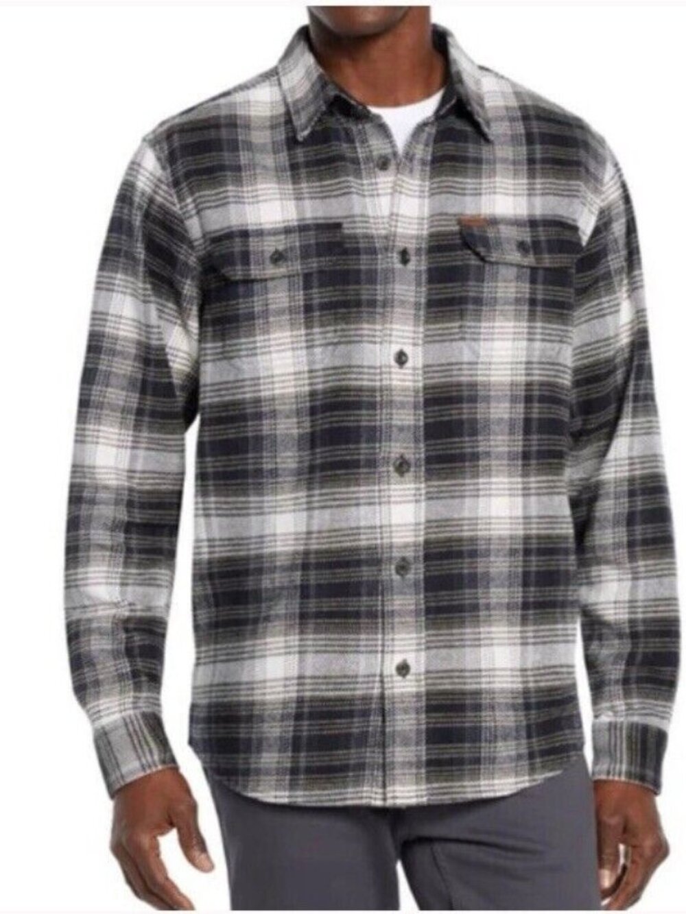 Orvis Flannel Shirts Men’s Plaid Button Up Outdoor 4 Pockets COLOR GRAY SZ XL